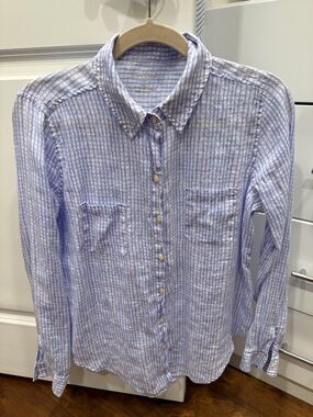 Light Blue and Purple Striped Button-Up Shirt